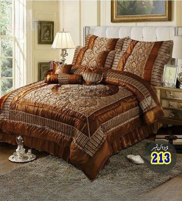 Fancy Bridal Bed Sheet (Razai) Set 9Pcs