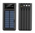 10000mAh Solar Power Bank Fast Charger - Universal Portable External Battery Pack With 4 Built-In Cables & LED Flashlight for All Phones. 