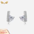 SuperRide Ear Clips Luxury Heart Shiny Cubic Zirconia Leverback Hoop Earrings. 
