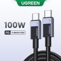 UGREEN 100W USB C to USB C Cable 5A Fast Charging PD 3.0 QC 4.0, Nylon Braided Type C Charger Cord 0.5m 1m 1.5m 2m 3m Length Options, Compatible with MacBook Pro/Air, iPhone 16/15 Pro Max, Galaxy S25/S24/S23 Ultra, iPad Pro. 
