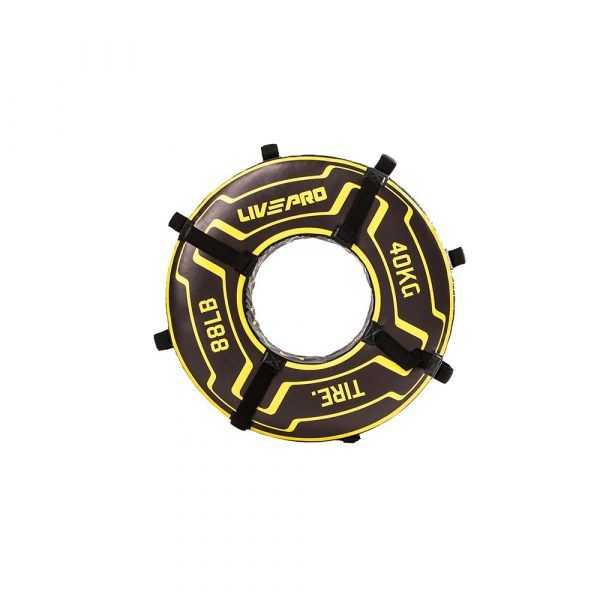 Exercise Tyre 40 Kg - Brand Livepro Fitness - Material Rubber tires + PVC + sponge - Tyre Diameter 88cm - Inside Diameter 40cm - Easy to clean surface - Color Yellow -Model LP8182-40