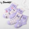 5pcs/set Sanrio Kuromi My Melody Lingeries for Women with Stocking Animated Socks Absorb Sweat Anime Kawaii Children Baby Autumn. 