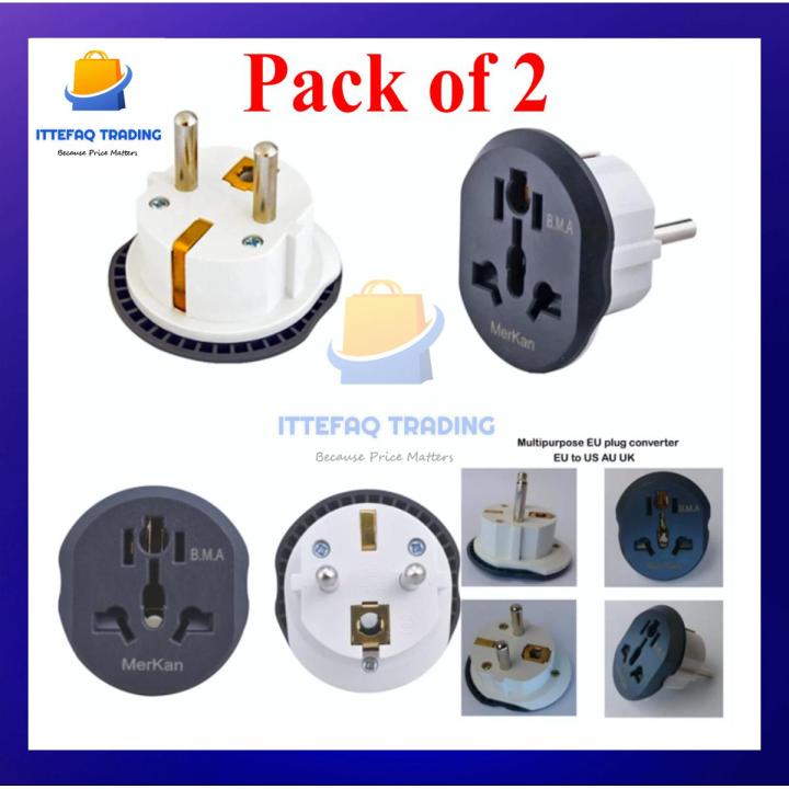 2 Pcs Universal Multi Travel Adapter Converter US AU UK To EU Plug European Europe Universal Multi Socket 16A with Safety Shutter