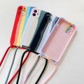 Case with cover in color 8 PlusX XR S Pro Mini 11 for iPhone 13 12 Max XS E 2 7 Crossbody lanyard Rainbow Liquid Silicone Protector. 