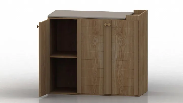 IS-001%20-%20Oak%20Wood%20Iron%20Stand%20with%203%20Cabinets%20Chest%20of%20Drawer%20Dark%20&%20Light%20Brown%20Polish%20Finish%20Storage%20Chester%20-%20Image%205