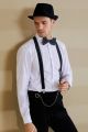 Fashion KI Collection Black Broad Strip Elastic Suspenders and bow Tie For Men. 