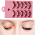 5 Pairs 3D Curling Full False Eyelashes Long-lasting Natural Thick Enlarged Eyes Eyelashes Extension Portable Women Makeup Tool. 