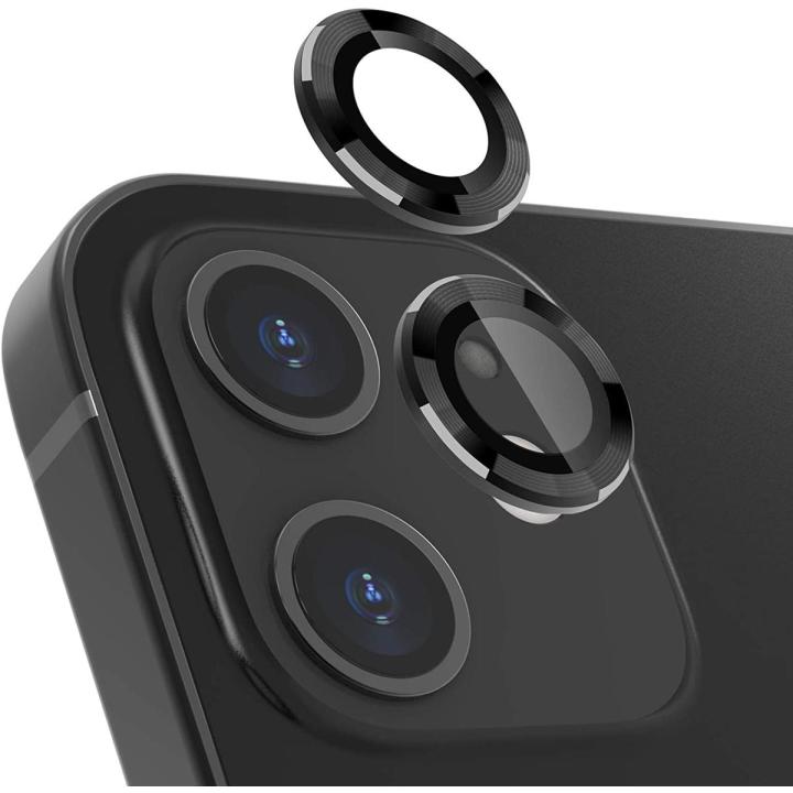 Camera Lens Protector for iPhone 11, [Anti-Scratch] Premium Tempered Glass Film Aluminum Alloy Lens Ring Cover, Black Covered Edge (2 Pack)