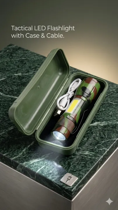 Defence Mini Light Mini Tactical Army Camouflage LED Flashlight - Rechargeable USB Pocket ...