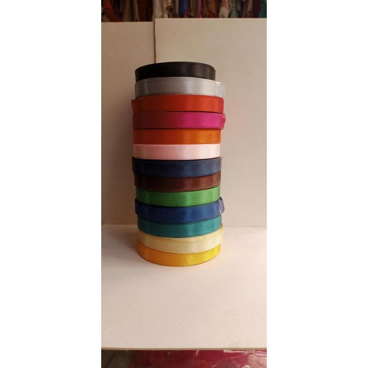 ZARIMEHAL/ ribbon / satin ribbon /silk ribbon/ Ribbons for decoration/ ribbon for finishing patti / 100%polyester/ Colour:- as picture shown/ Style:- double face / Lenght :-12 yards / Size :-half inch / Width:- 8mm size / Usage:- wedding decorations gift