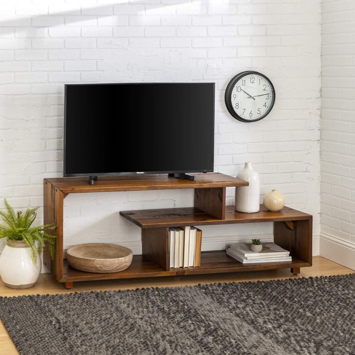 Modern Rustic Solid Wood TV Stand Console: Stylish TV Unit, Media Stand, and Console Table - Elevate Your Entertainment Center with this Versatile and Elegant Piece