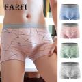 Comfortable Boxer Briefs Line Print Mid Waist Elastic U Convex Soft Breathable Moisture-wicking Anti-septic Men's Boxers Men Boxer Underwear. 