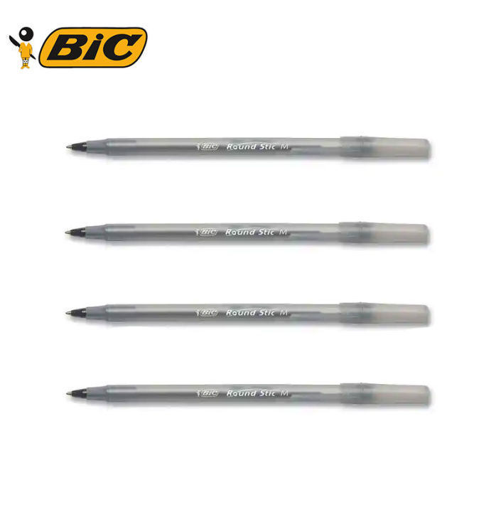 BIC Round Stic Xtra Life Ballpoint Pens, Medium Point, 1.0 mm, Black Ink, Pack of 4, Flexible Round Barrel For Writing Comfort USA's #1 Brand