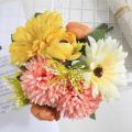1 Bouquet Artificial Silk Rose Gypsophila Lily Dandelion Peony Flower Branch For Wedding Home Decoration Gift. 