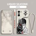 Anime Cool Berserk Guts Phone Case For Xiaomi Redmi Note 12 12Pro 11 11S 11T 10S 10 9S 9T Pro Plus 5G Liquid Left Rope. 