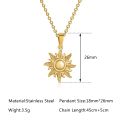 【IKE】Sun Necklace Stainless Steel Plated Dainty Gold Chain Sun Pendant For Charm Women Birthday Party Fashion Jewelry. 