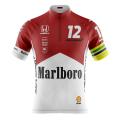 FULL ZIP Marlboro Red and White Short Sleeve Cycling Jersey Top Sports Wear Race Cut Mountain Bike Jersey. 