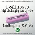 18650 2200mAh lithium ion cell 18650 battery cell recycled ICR 18650 battery cell  3.7 volt to 4.2 volt rechargeable battery tested capacity high draining 4c battery 18650 cell price in pakistan 18650 battery price in pakistan Pakistan E shop. 