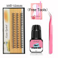 Lvcheryl Thick Self Grafted Eyelash Extension Set Kits With Glue Tweezers Segmented False Eyelash Individual Eyelashes Free Tools. 