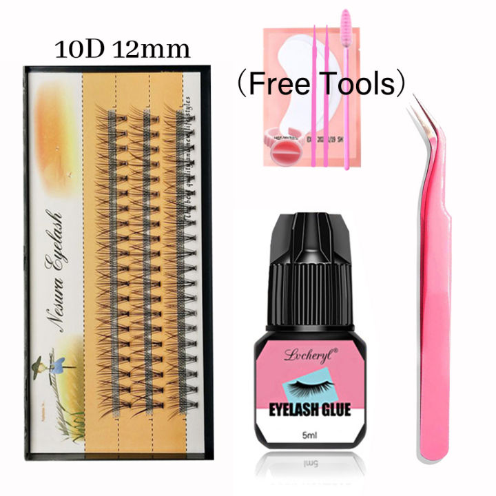 Lvcheryl Thick Self Grafted Eyelash Extension Set Kits With Glue Tweezers Segmented False Eyelash Individual Eyelashes Free Tools