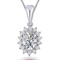 Double Fair Wedding Pendant Necklace For Women Delicate Oval Blue Stone Zircon Silver Color Fashion Jewelry KBN206. 