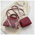 2 Pc Women's Ethnic Style Tassel Khaadi Crossbody Bags. 