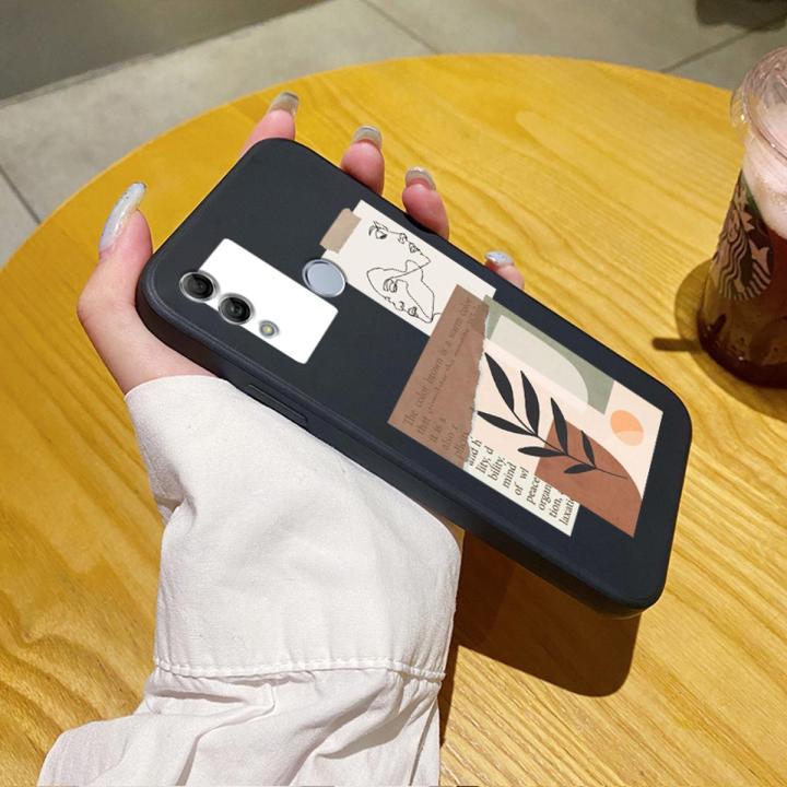 YIWESAN for Huawei P Smart 2019 Case Fashion Tide Brand Nordic Wind New Design Liquid Silicone Phone Case Thin Side Square Edge Casing Pattern Softcase Full Back Cover Shockproof Protect Cases