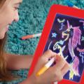 Magic Pad  Create Art That GLOWS  Light Up LED Board  Draw, Sketch, Create, Doodle, Art, Write, Learning Tablet  Includes 3 Dual Side Markets, 30 Stencils and 8 Colorful Effects. 