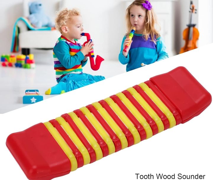 Clatter Pillar musical Wood Sounder, Tooth Wood Type Sounder Percussion Orff Musical Instrument Castanets Clapper for Kids Toddlers Early Education (red) Other Children'S Outdoor Toys