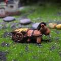Pull Cart Mill Small Statue Crafts for Lawn Garden Office. 