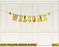 WELCOME THEME PARTY WORD BANNER WITH RIBBON FOR WALL DECORATION. 