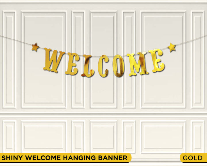 WELCOME THEME PARTY WORD BANNER WITH RIBBON FOR WALL DECORATION