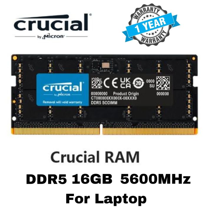 Crucial DDR5 RAM for Laptop 16GB 32GB 5600MHz 1.1V CL46 262-Pin For Notebook Module SO-DIMM