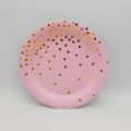 PINK GOLDEN POLKA DOT THEME PAPER PLATES PACK OF 10 PAPER PLATES ( 7 INCH SIZE ). 