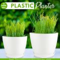 Fast Forward Small Decorative Flower Pots with Drainage - Plastic Planters for Indoor Plants, Flowers, Cactus, and Succulents Set of 2 different Size (without Plant). 