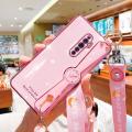 For OPPO Reno2 F / OPPO Reno 2F Cover [Neck Lanyard + Wrist Strap] Fashion Plating Bumper Stand Phone Case Camera Lens Protection Soft TPU Silicone Shockproof Protective Back Cover. 