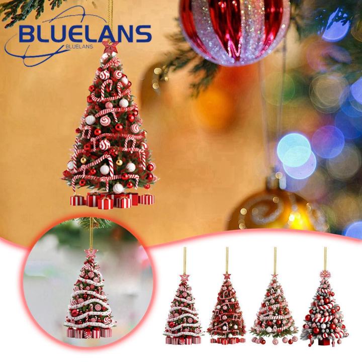 Christmas Tree Pendant Southeast Asian Delight Acrylic Christmas Tree Ornaments Festive Balls Candy Canes Stars Perfect for Window Wall Car Home Decor Gifts Gift Box Design Hanging Ornament