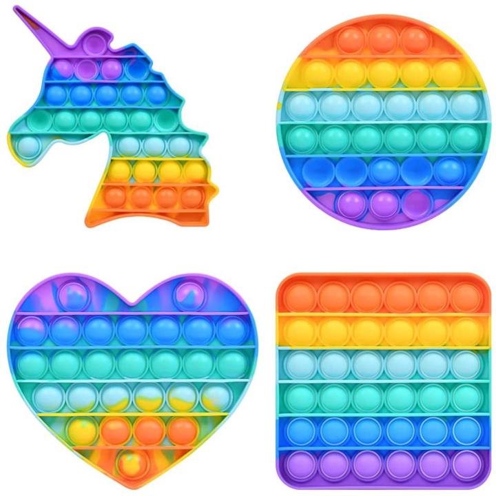 pop it fidget toy four piece set Silicon Pop It Fidget Toy POP Bubble Squeeze Sensory Fidget Toys Pop It Toy Special Needs Stress Reliever, Push Bubble Gadget
