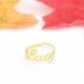 Customized Women's Personalized Name Ring Stainless Steel Adjustable Ring Gold Personalized Famous Brand Family Jewelry Gift. 