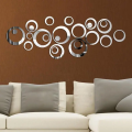 EVENTO 24 Pieces of Circular Shaped Shine Mirror Wall Stickers Self Adhesive Acrylic Sticker Decals Silver Wall Decals for Home Decor Living Room and Girls Room and for Gift Items. 