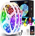 RGB LED Strip Lights 15 Feet Self-Adhesive Waterproof Color Changing Remote Control Complete kit with 12V Adapter 2835. RGB Lights Strip for PC Gaming, Bedroom, Kitchen, and Home Decoration. 