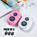 Pack Of 3 Easy Pair Mini Selfie Bluetooth Remote Shutter For All Smart Phones. 