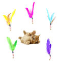 Pet Cat Playing Stick Feather Bell Replacement Head Scratch Interactive Toy. 