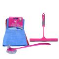 (Pack of 3) WBM Toilet Cleaning Set | Toilet Brush, Window squeegee and Microfiber Cleaning Towel. 