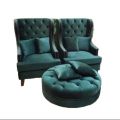 2 Modern Sofa Chair Tufling Designe Two Seater Fabric Green Velvet With Free 2 Cousion Colour {{Special Offer Available }}. 
