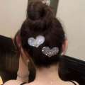 Tiktok Hot Super Beautiful Heart Rhie Side Bangs Broken BB Headwear Children's Flash Dia Love Hair Clip. 