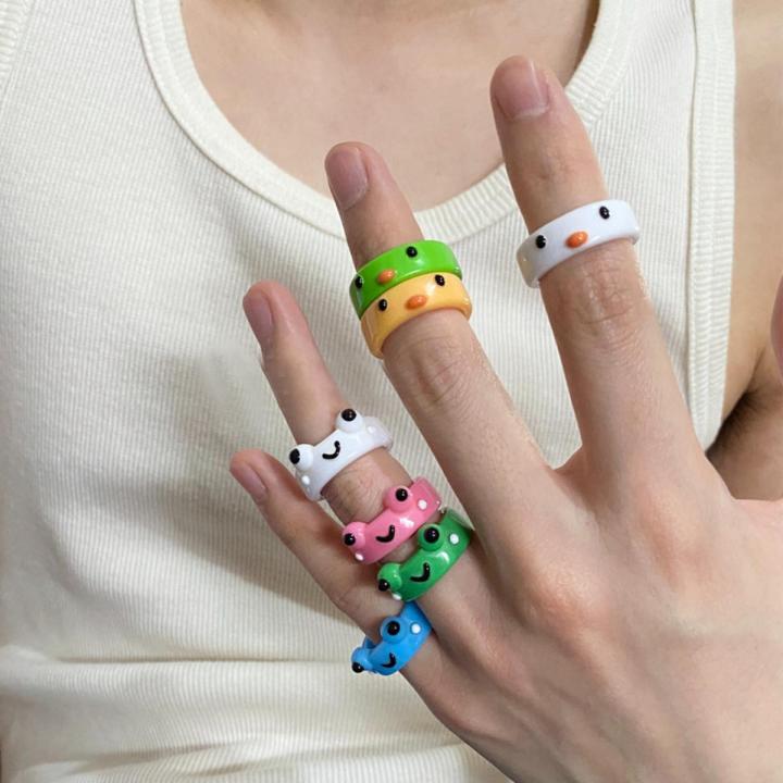 Frog Ring Polymer Clay Resin Rings fAnimal Jewelry for Women Girls Summer Fashion Travel Jewelry Gifts