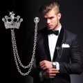 Crown Brooch For Men For Shirt Jacket Coat Wedding Party Jewellery Gift. 