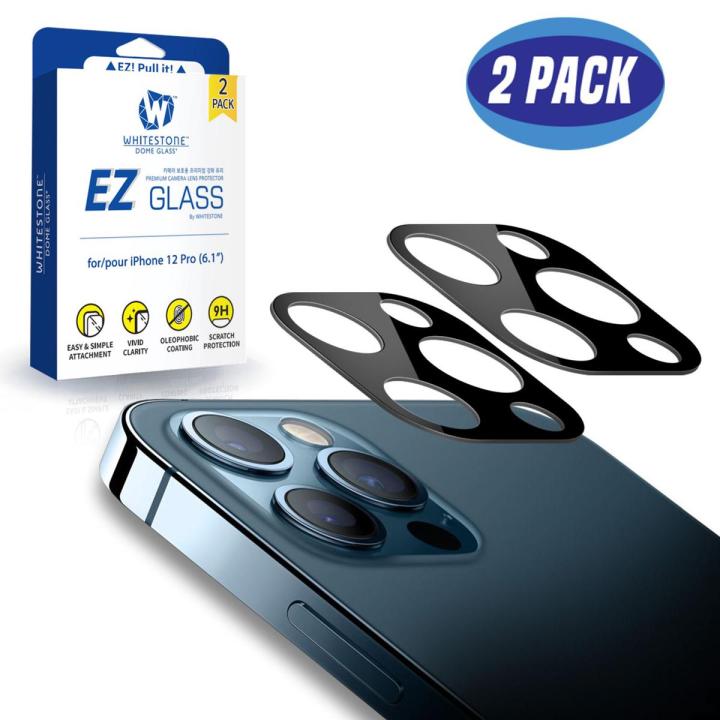 Whitestone [Dome Glass] EZ iPhone 12/12 Pro Lens Screen Protector – 2 Pack