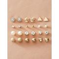 Shein- 12pairs Rhinestone Decor & Faux Pearl Decor Stud Earrings. 